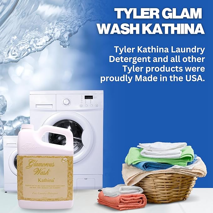 Worldwide Nutrition Bundle: Tyler Glamorous Wash Kathina Scent Laundry Liquid Detergent - Hand and Machine Washable - 64 oz (1.89 L) Container and Worldwide Nutrition Multi-Purpose Key Chain