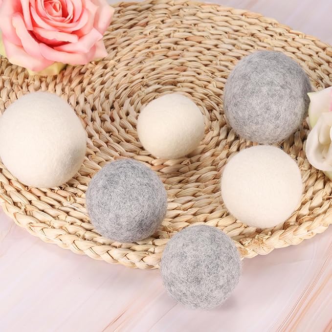 uxcell 4 Pcs Wool Dryer Balls, 1.2 Inches Wool Laundry Dryer Balls for Reducing Clothing Static and Wrinkles, White