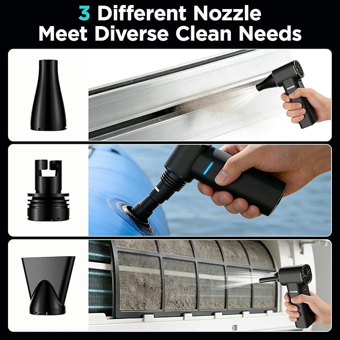 Compressed Air Duster, High-Power Electric Air Duster with Brushless Motor, 4-Gear Adjustable Cordless Air Blower, Max Wind Speed 60m/s, 500G Dust Blower for Computer, Keyboard, Home, Car, and Outdoor