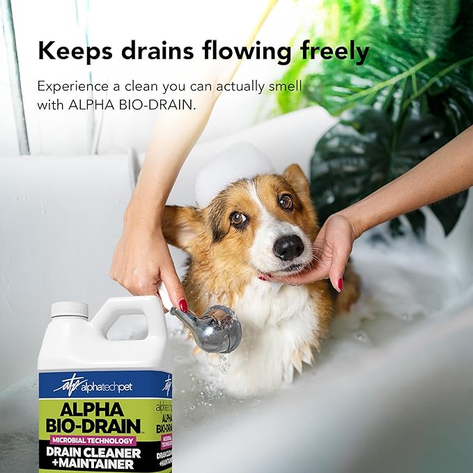 ALPHA BIO-DRAIN - Enzyme-Based Maintenance to Help Prevent Clogs and Reduce Odors from Pet Waste, Grease, Hair in Drains and Septic Systems - ½ Gallon by Alpha Tech Pet