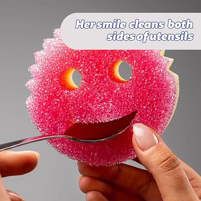 Scrub Daddy Dual Sided Texture Changing Sponge/Scrubber - Super Absorbent Sponge Side - Scrub Mommy (Pink) - 1 Count