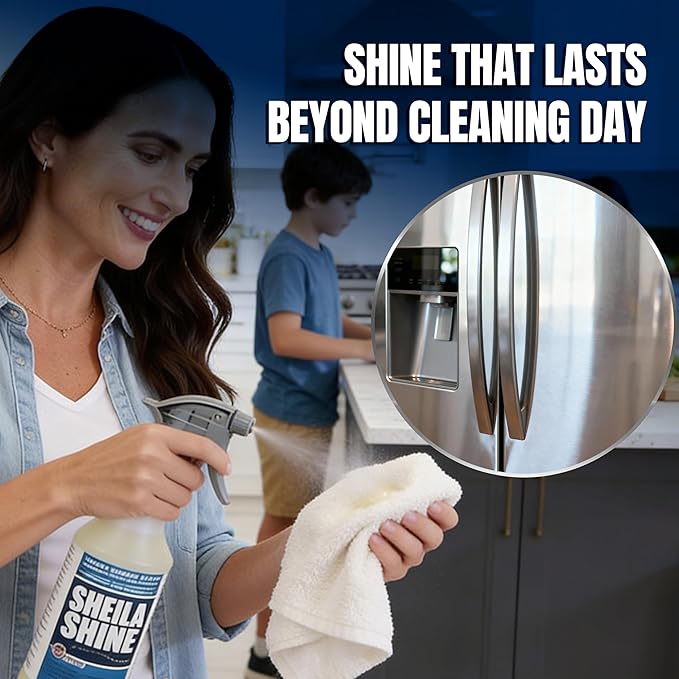 Sheila Shine 1 Quart Stainless Steel Cleaner and Polish – Cleans, Polishes & Protects Kitchen Appliances, Refrigerators, Sinks, Ovens & Grills – Stainless Steel Cleaner Spray Bottle