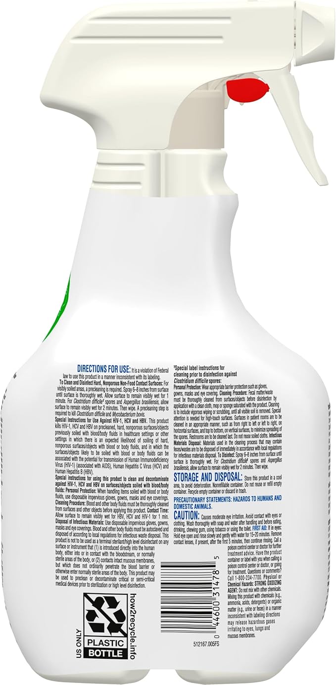 Clorox Healthcare Fuzion Cleaner Disinfectant Spray, 32 Fluid Ounces, Pack of 9 (Package May Vary)