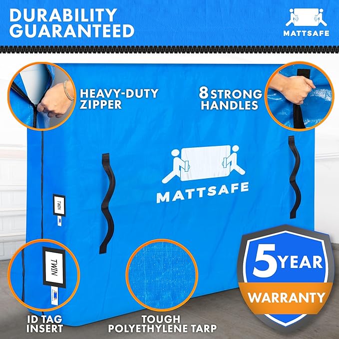 Nordic Elk Mattress Bags for Moving and Storage (Twin) Heavy Duty Moving Supplies, 8 Sturdy Handles, Strong Zipper, Mattress Cover Bed Bags, Storage Cover Essentials Packing Protector
