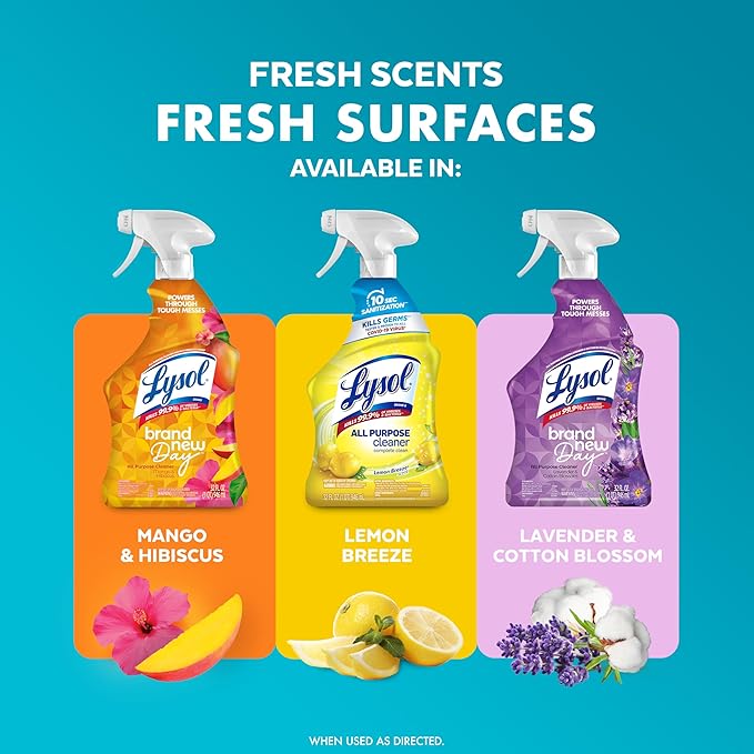 Lysol All Purpose Cleaner Spray, Multi-Purpose Disinfecting Spray, Kitchen & Bathroom Cleaner, Coconut & Sea Minerals Scent, 32 Fl Oz