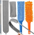 3 Pcs Professional Gap Cleaning Duster Sets, 1 Pcs 100 inch Retractable Gap Duster and 2 Pcs 15 inch Gap Cleaning Dusters, Microfiber Dusters for Gaps, Blinds, Cars, Furniture, Office