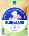 BLUELAND Laundry Detergent Tablets, 120 Count, Spring Bloom Scent, Plastic-Free Eco-Friendly Pods, Sheets, Liquid Alternative - Safe for Sensitive Skin, Gentle