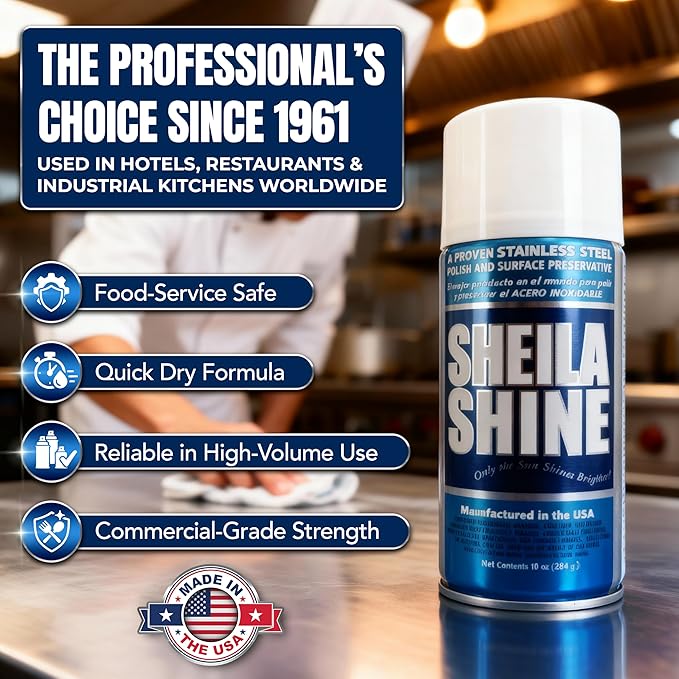 Sheila Shine 3oz Stainless Steel Cleaner and Polish - Cleans, Polishes & Protects Kitchen Appliances, Refrigerators, Sinks, Ovens & Grills - Stainless Cleaner Spray for Residue & Streak Free Shine