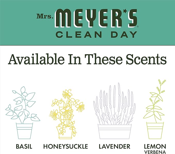 MRS. MEYER'S CLEAN DAY Liquid Fabric Softener Bottle, Basil Scent 32 Fl oz (Pack of 4)