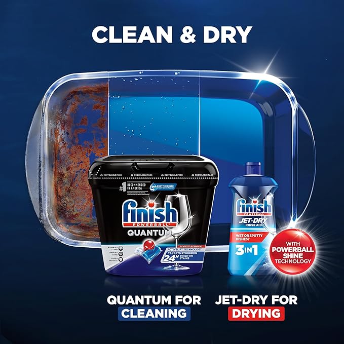 Finish - Quantum - 64ct - Dishwasher Detergent - Powerball - Ultimate Clean & Shine - Dishwashing Tablets - Dish Tabs