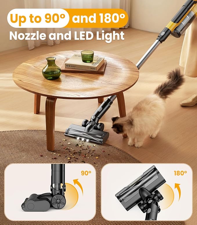 qimedo 8000mAh Battery Vacuum Cleaner Cordless V1, 700W Best Cordless Vacuum for Pet Hair/Hardwood Floor,6 in 1 Electric Stick Vacuum withwith Hepa Filter,Brushless Vacuum Cleaners for Home