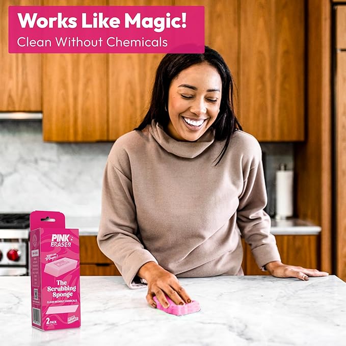 Pink Formula Pink Eraser – The Ultimate Scrubbing Sponge, Extra Durable, 2-Pack