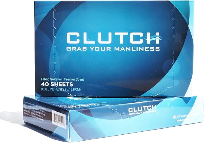 Clutch Men's Dryer Sheets, Fabric Softener for Men, 40 Count Box