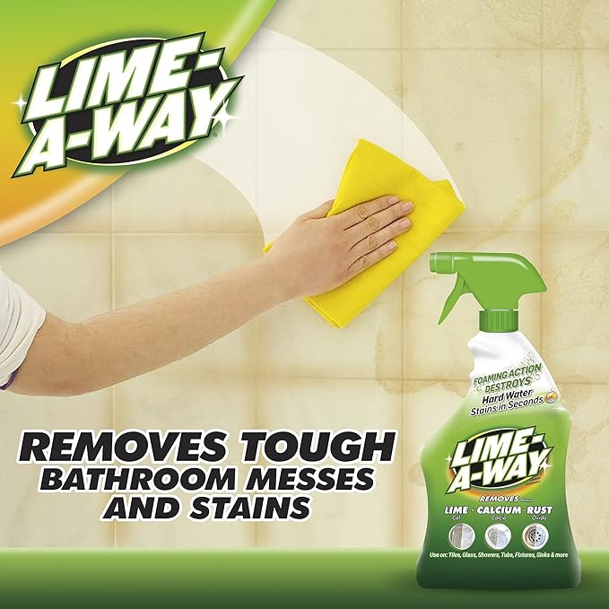 Lime-A-Way Hard Water Stain Remover Spray, Removes Lime, Calcium & Rust in Seconds, Bathroom Cleaner, 22 fl oz (2-count)
