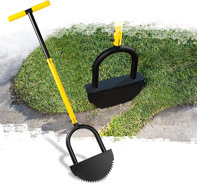 Manual Edger Lawn Tool with 38"-42" Adjustable Length, Saw-Tooth Border Edger with Wide Footplate Manganese Steel Blade, Garden Edging Tool for Flower Beds, Landscaping, Sidewalks, Yard