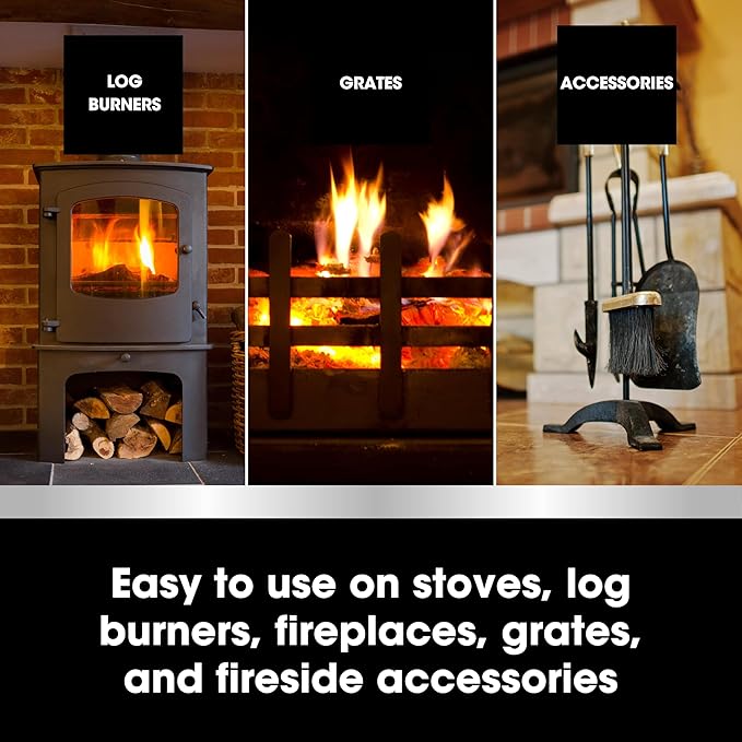 Furniture Clinic Stove Care Kit – Clean & Restore Log Burners, Grates, & Fireplaces | Removes Soot & Dirt | One Bottle Glass & Metal Cleaner + Stove Polish | 500ml / 17 Fl Oz Each Bottle