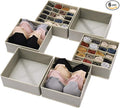 DIOMMELL Set of 6 Foldable Cloth Storage Box Closet Dresser Drawer Organizer Fabric Baskets Bins Containers Divider for Clothes Underwear Bras Socks Lingerie Clothing, Grey 22-2000