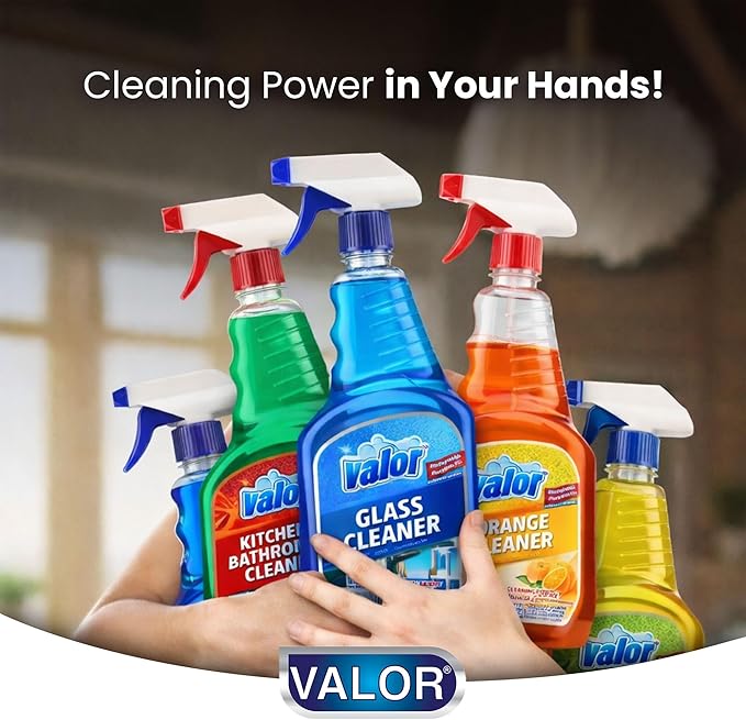 Valor Glass Cleaner Trigger Sprayer – Streak-Free Shine for Glass & Mirrors, 32 fl oz (32 Fl Oz (Pack of 1))