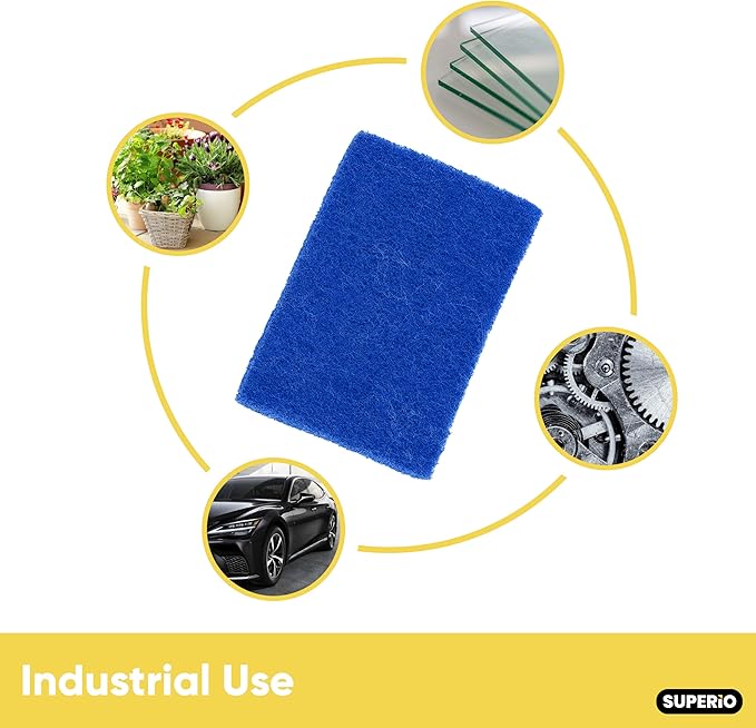 Scouring Pad Non-Scratching Scrubber Non-Scratch Cleaning Scrub Pads, Heavy Duty Scouring Pad, Reusable Kitchen Scrubbing Pad Pack of 6, Blue, by Superio…