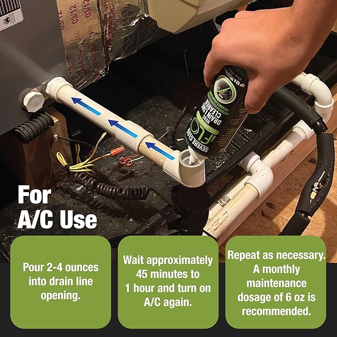 iFLO® Severe Clog Relief™ - 5X A/C Drain Line Cleaner Concentrate – Heavy-Duty HVAC System Solution for Tough Clogs & Buildup – Professional Liquid Drain Cleaner and Unclogger, 8oz Bottle, 1 Pack