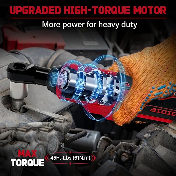 3/8" Cordless Ratchet Wrench for Milwaukee 18V Battery, 45 Ft-lbs(60 N.m) Power Electric Ratchet Tool Kit, Variable Speed Control, 7 Sockets, 1/4"Adapter & 3" Extension Bar (Tool Only)