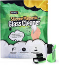 Magnetic Glass Cleaner Kit - Reusable Pipe Cleaning Tool Deep Cleans Hard-to-Reach Stains Two Silicone Brush with Handle Design Versatile for Glassware, Ceramic Surfaces, Green