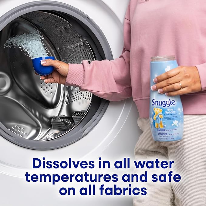 Snuggle In Wash Scent Booster, 21 Oz, Pack of 4, Blue Sparkle, Laundry Beads for Long-Lasting Freshness, Fragrance Enhancer for Clothes, Bedding & Activewear, HE Safe
