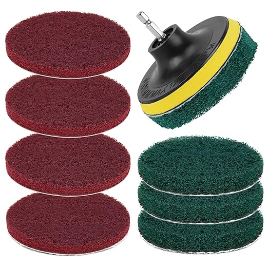 4-Inch Power Scrubber Pads Drill Attachment,Suitable for Kitchen and Bathroom Electric Diamond Brush Cleaning Kit, Including Such as Tiles, Bathtubs, Glass, Porcelain, Showers, Bathtubs and Sinks ﻿