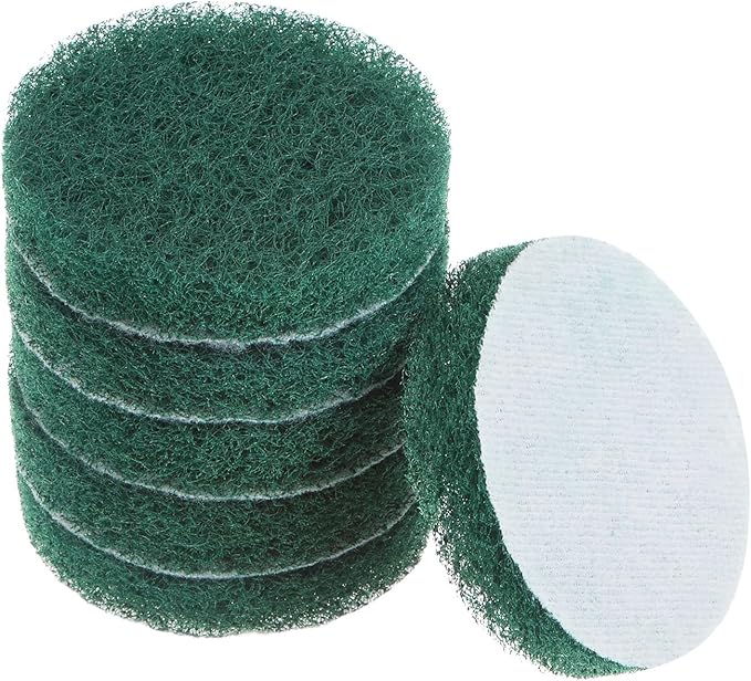HARFINGTON 6pcs Drill Power Brush 3 inch Tile Scrubber Scouring Pads 180-240 Grit for Bathroom Kitchen Household Cleaning