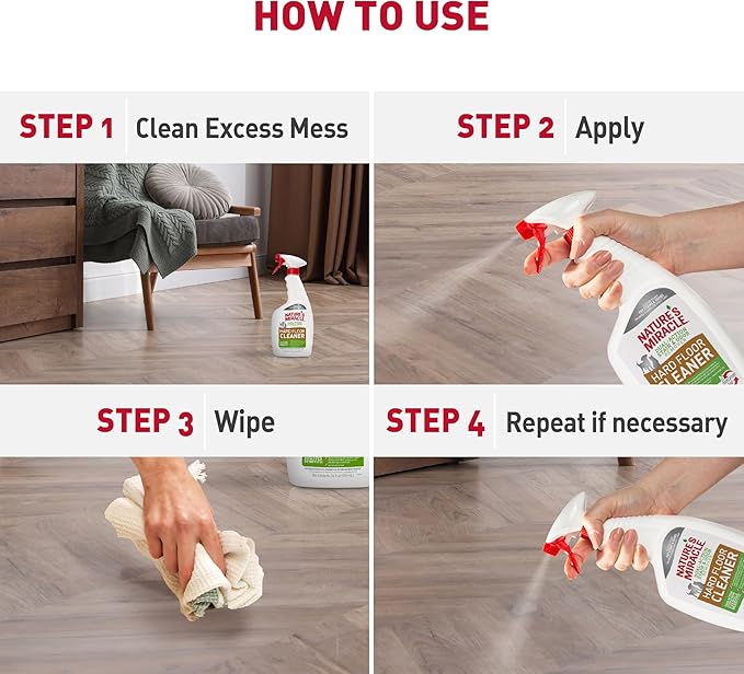 Nature's Miracle Hard Floor Cleaner,24 Ounces,Dual-Action Stain and Odor Remover Works to Remove Tough Pet Stains and Odors On Sealed Wood-and Hard Floor Surfaces,(Pack of 2)