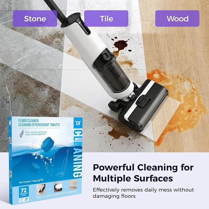 72 Pack Lavender Scent YGY Floor Cleaning Tablets, Compitable with Tineco Cleaning Solution|Clean Machine and Floor 2 in1-Getting Rid of Machine Odors|Clean Tablets are Easy and Safe to Use