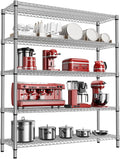 M MZG 3500LBS 59" W 5 Tier Storage Shelves Rack Metal Wire Shelving Unit, Storage Standing Shelf Organizer for Laundry Bathroom Kitchen Pantry Closet Garage, Chrome 17.7" D x 59.1" W x 70.4" H