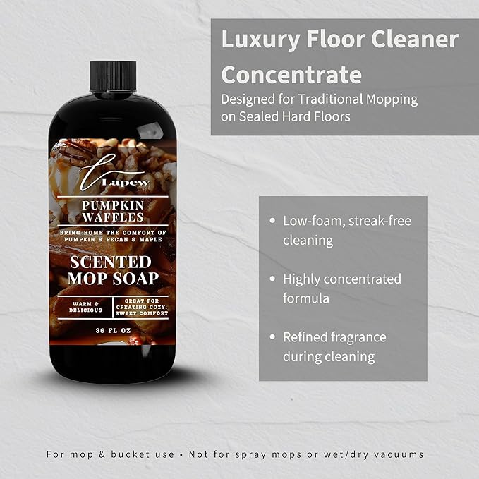Lapew Pumpkin Waffles Scented Mop Soap - Luxury Floor Cleaner Concentrate for Mopping Tile, Laminate, Vinyl & Hardwood | Streak-Free, Low-Foam | 36 oz