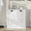 Two-Compartment Tilt-Out Laundry Sorter Cabinet with Removable Cloth Bags,Laundry Room Organization,UV Painting Cabinet for Laundry Room,Bathroom,Utility Room-White