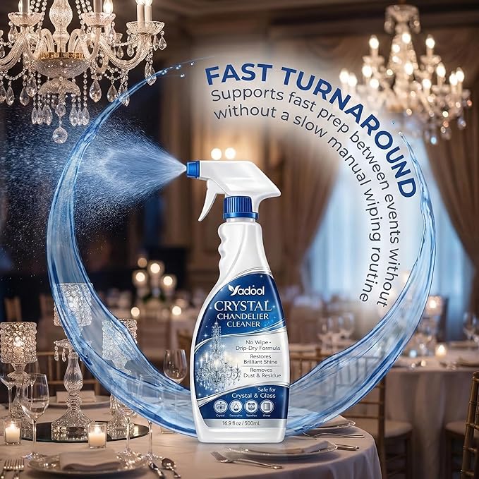 Chandelier Cleaner Spray for Glass Chandeliers, Drip Dry No Wipe Formula, Removes Dust Film, Restores Clear Shine, Easy Cleaning Solution