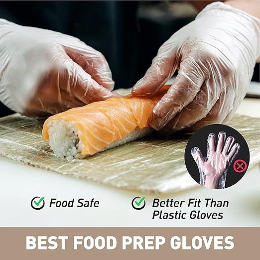 OKIAAS Disposable Gloves M, Food Safe | Latex-Free and Powder-Free Clear Vinyl Gloves for Cooking, Food Prep, Household Cleaning | Medium,100 Counts/Box