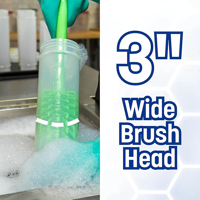 SPARTA Scrub Brush Bottle Brush, Dishwasher Safe Brush with Hanging Hole for Cleaning, Plastic, 16 Inches, Lime, (Pack of 4)