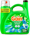 Gain Ultra Oxi Liquid Laundry Detergent, Waterfall Delight Scent, 177 fl oz, Freshness + Odor Fighting, High Efficiency Washing Machine Liquid Cleaning Soap, 134 Loads (Packaging May Vary)