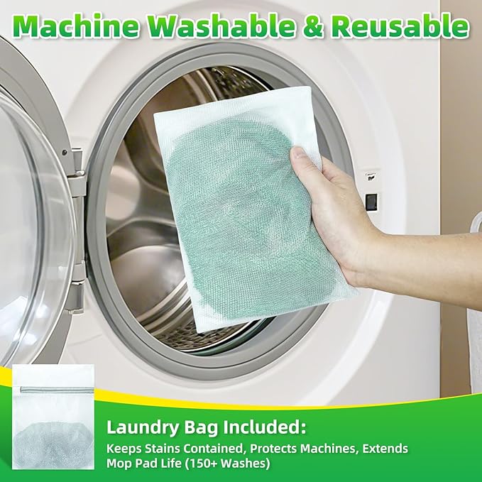 Reusable Microfiber Mop Pads Compatible with Swiffer Sweeper Mop - Heavy Duty Wet Pads Refill & Washable Wet Cloths for Multi-Surface Floor Mopping - Stubborn Stains Removal (Forest Green ）