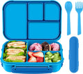 Amathley Lunch Box Kids,Bento Box Adult,Leakproof Lunch Containers for Adults/Kids/Toddler,1200ML-4 Compartments bento Lunch box with Utensil,Microwave & Dishwasher & Freezer Safe (Blue)