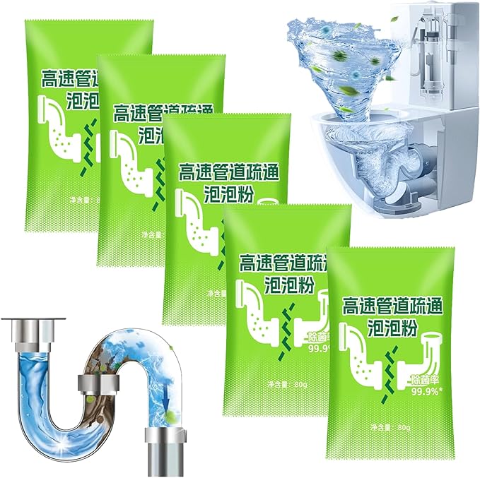 Wild Tornado Sink and Drain Cleaner, Wild Sink and Drain Cleaner Powder, Fast Foaming for Kitchen/Bathroom/Toilet Pipeline Quick Cleaning Tool (5PCS)