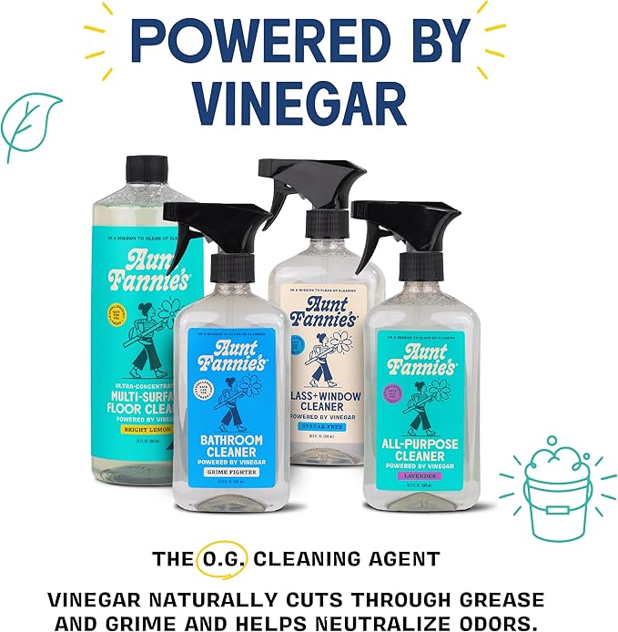 Aunt Fannie's Toy and Highchair Cleaner, Hypoallergenic, Multi-Purpose Spray Powered by Vinegar for Toys, High Chairs, Car Seats, Swings, Counters, and Other Hard Surfaces Fragrance Free, Pack of 6