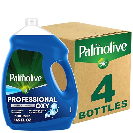 Palmolive Professional Dishwashing Liquid Dish Soap, Oxy Power Degreaser - 145 Fluid Ounce(Pack of 4)