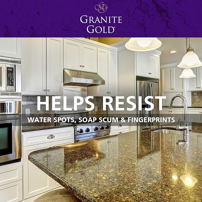 Granite Gold Polish Spray, Streak-Free Shine for Granite, Quartz, Marble, Travertine, Natural Stone Countertops, 24 Fl Oz (Pack of 2)
