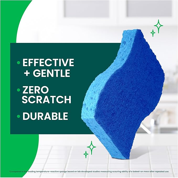 Scotch-Brite Zero Scratch Non-Scratch Scrub Sponges, Sponges for Cleaning Kitchen, Bathroom, and Household, non-scratch Sponges Safe for Non-Stick Cookware, 36 Scrubbing Sponges