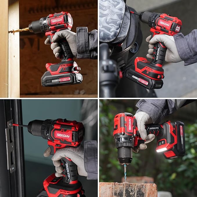 20V Power Drill Drivers, 70N.m,cordless drill with battery and charger, Masonry & Tile Drill Bits, for Home DIY, Construction, Repair power tools