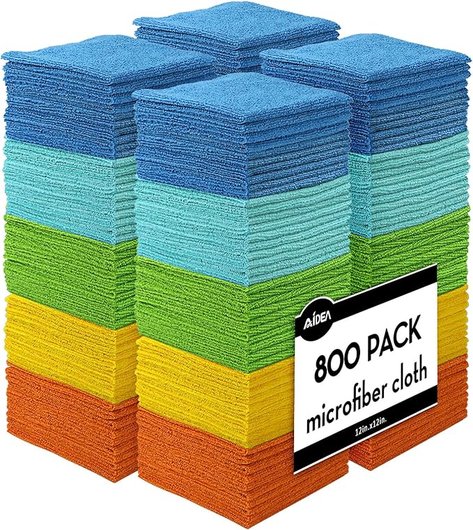 AIDEA Microfiber Cleaning Cloth, 5PK, Soft Absorbent Rags, Microfiber Towels for Cars, Kitchen Towels, Dusting Cloth for Home, Window, Cleaning Supplies, 12"×12"