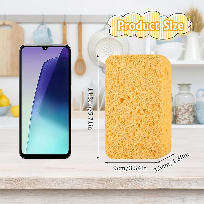 Large Sponge Non-Scratch, Car Wash Sponge, Super Absorbent Heavy Duty Large Sponges for Cleaning Home/Kitchen/Boat Bail & Car Washing (5.71x3.54x1.38 Inch)
