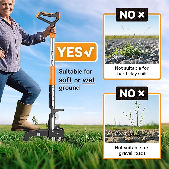 Weed Puller Tool,Detachable Stand Up Weed Puller with Long Handle,3-Claw Steel Head Weeder Tool,No Bending/Kneeling for Lawn, Yard & Garden Tool,Easily Remove Weeds