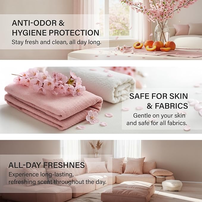W.Dressroom No.49 Peach Blossom Living Clear Perfume, Body Mist, Long-Lasting Unisex, Alcohol-Free Water-Based, Spray on Skin, Clothes, Bedding & Car, Travel Size 5.28 oz
